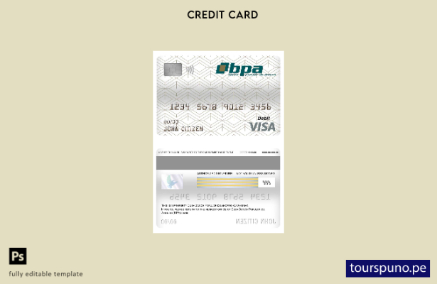 listo para imprimir plantilla de tarjeta de débito visa bancaria del Banco Popul